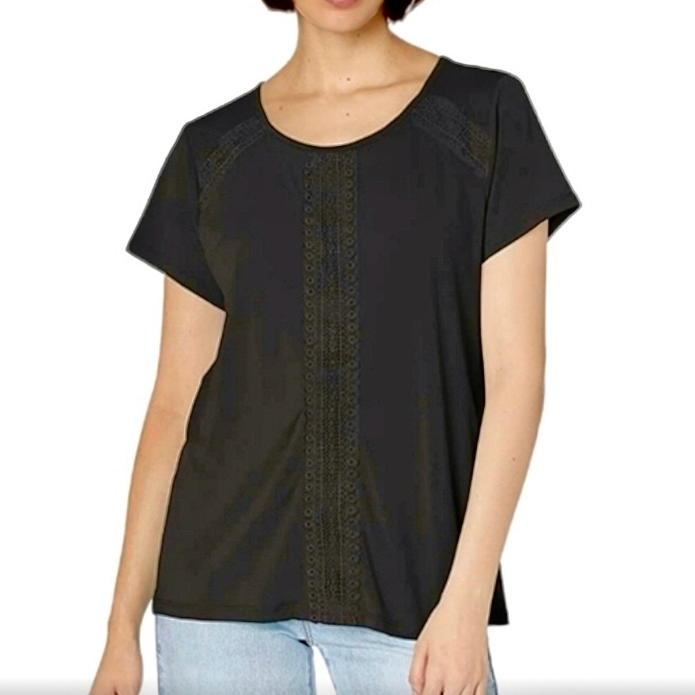 Karl Lagerfield Black top with lace 
Size L